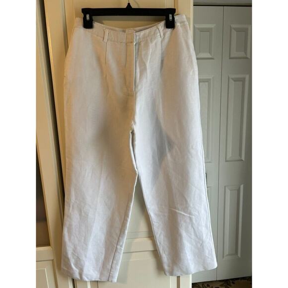 Women’s Emma James White Linen,high waist,lined Pants nautical, beach, SZ 12 P - Picture 1 of 7
